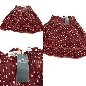 HOLLISTER CO. Ultra High-Rise Ruffle Mini Skirt Floral Burgundy Size XS